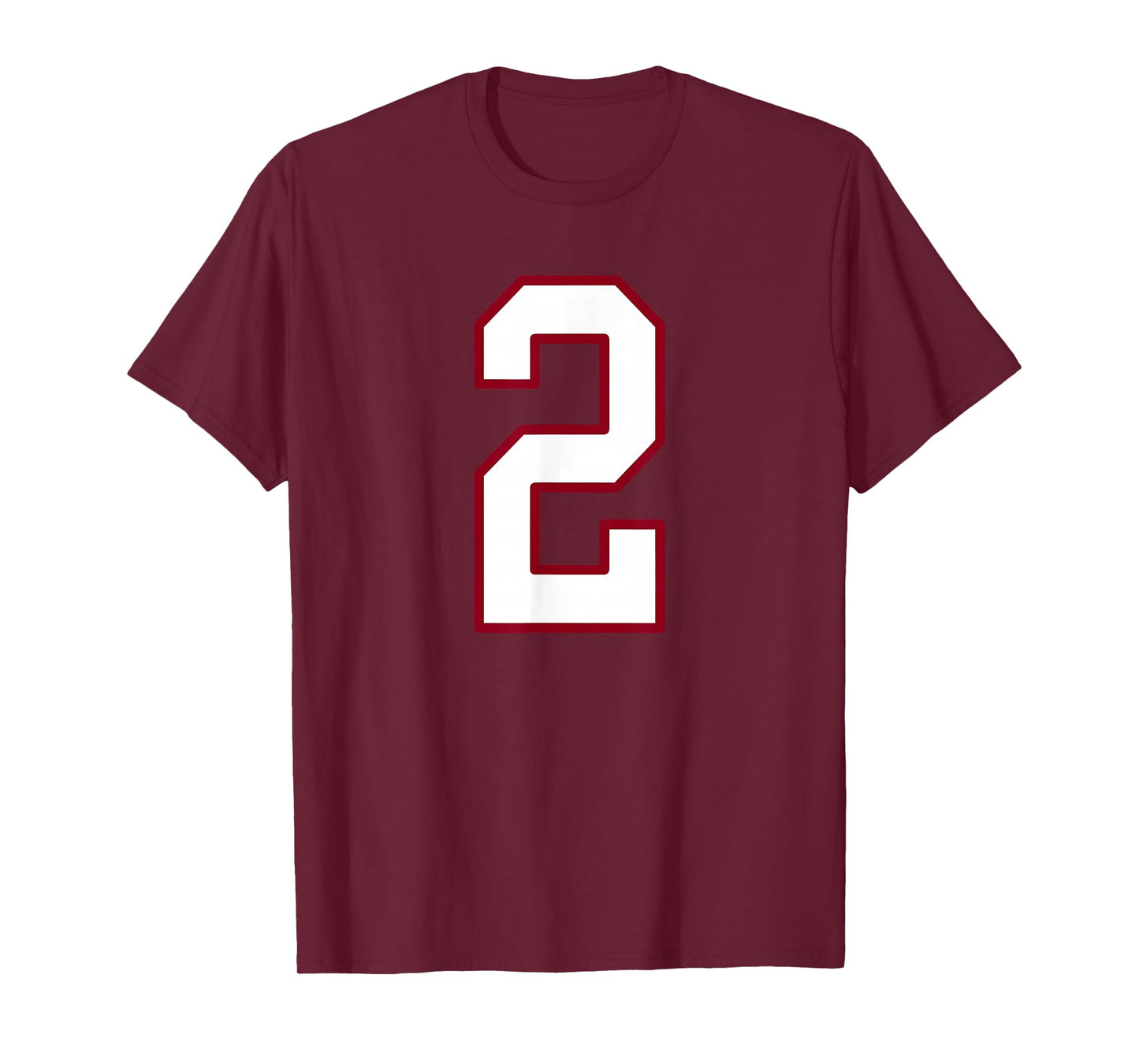 Maroon and White Number 2 Jersey Player Uniform #2 T-Shirt