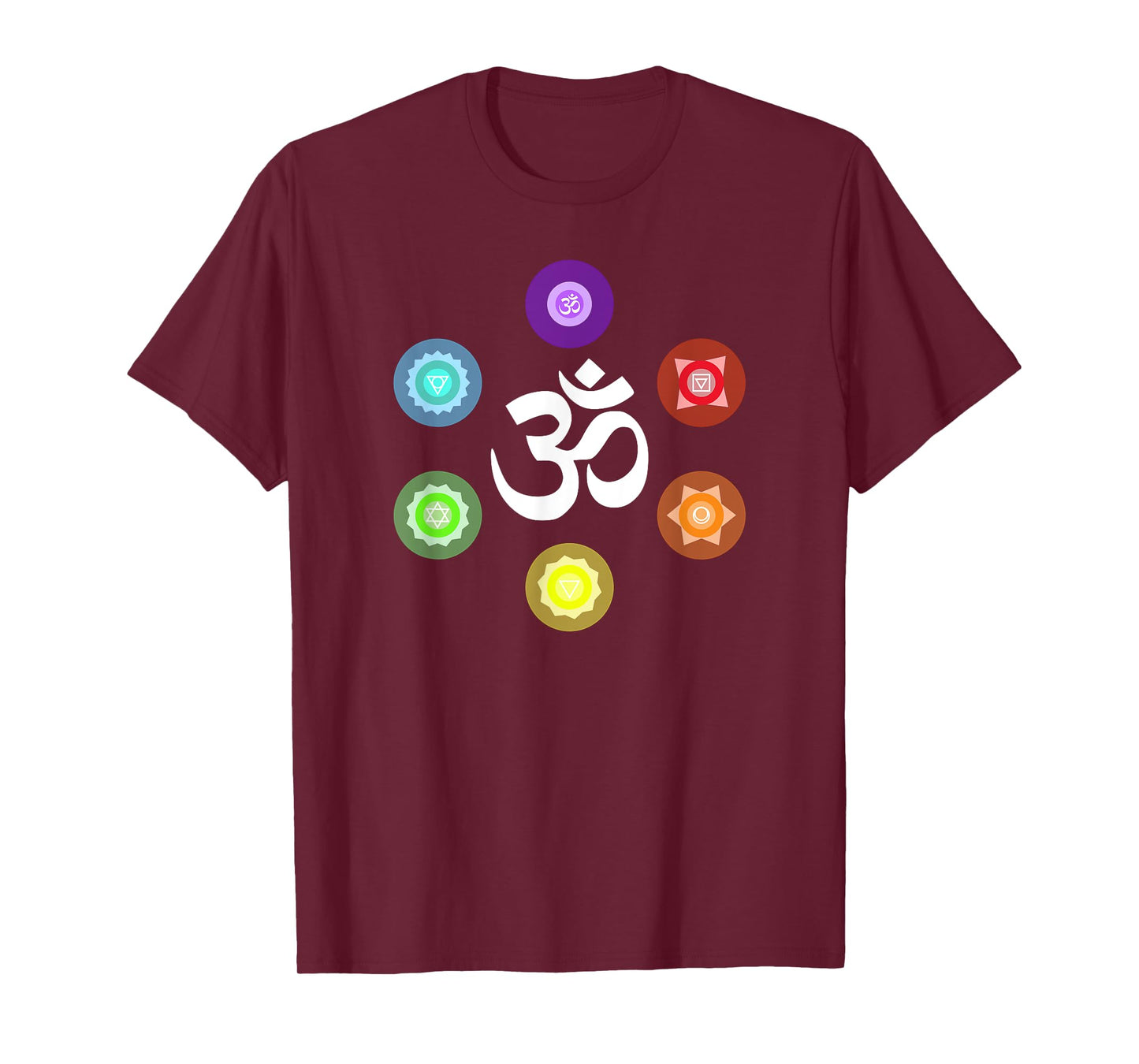 Sacred Geometry Yoga Metatrons Rainbow Chakras T-Shirt