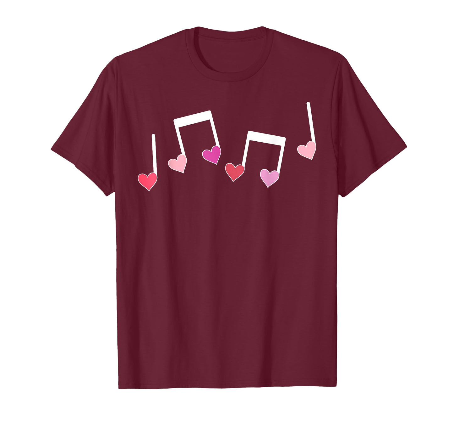 Music Notes Heart Valentines Day Musicians Music Lover Women T-Shirt