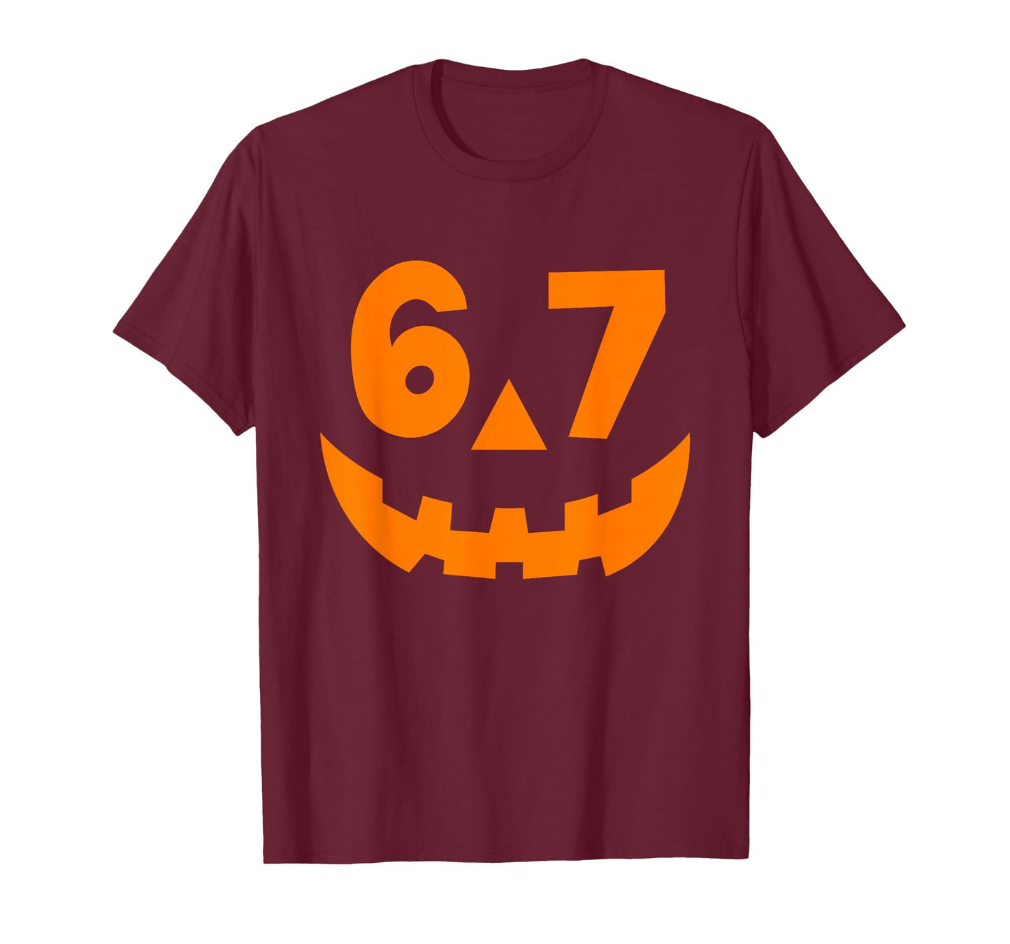Halloween Six Seven 6 7 Meme Jack O Lantern 6-7 Pumpkin Face T-Shirt