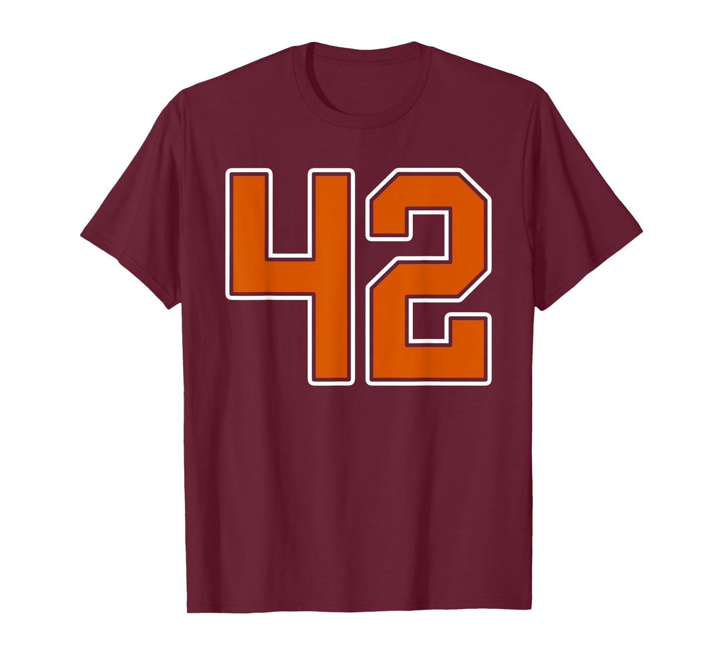 Burnt Orange White Number 42 Jersey Player Uniform #42 T-Shirt