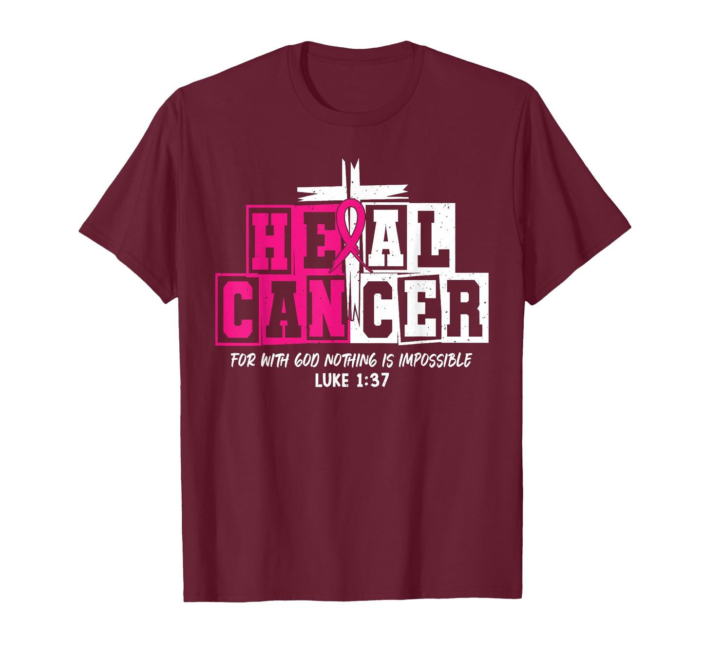 Heal Cancer Jesus Christian Pink Breast Cancer Awareness T-Shirt