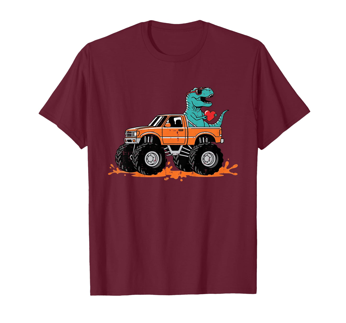 Kids Valentines Day Dino Trex Monster Truck Cool Boys Kids Youth T-Shirt