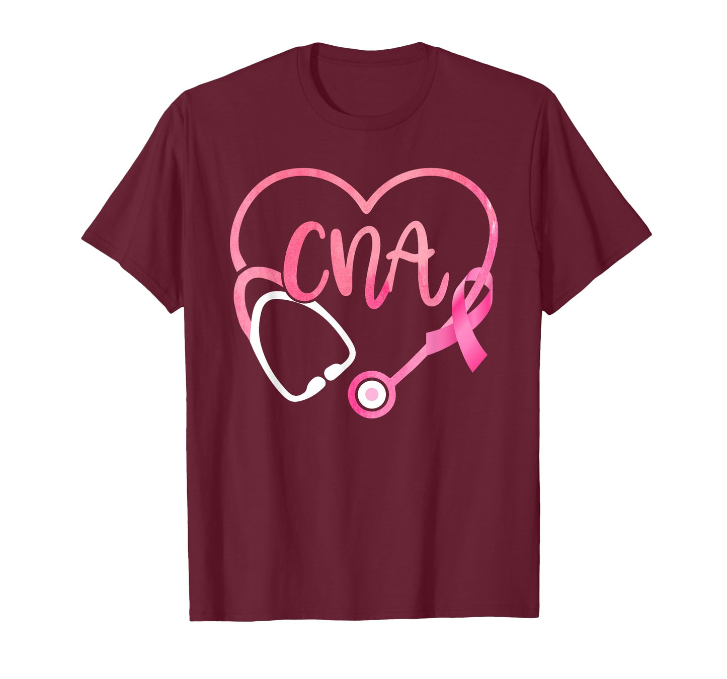 CNA Heart Stethoscope Pink Ribbon Breast Cancer Awareness T-Shirt