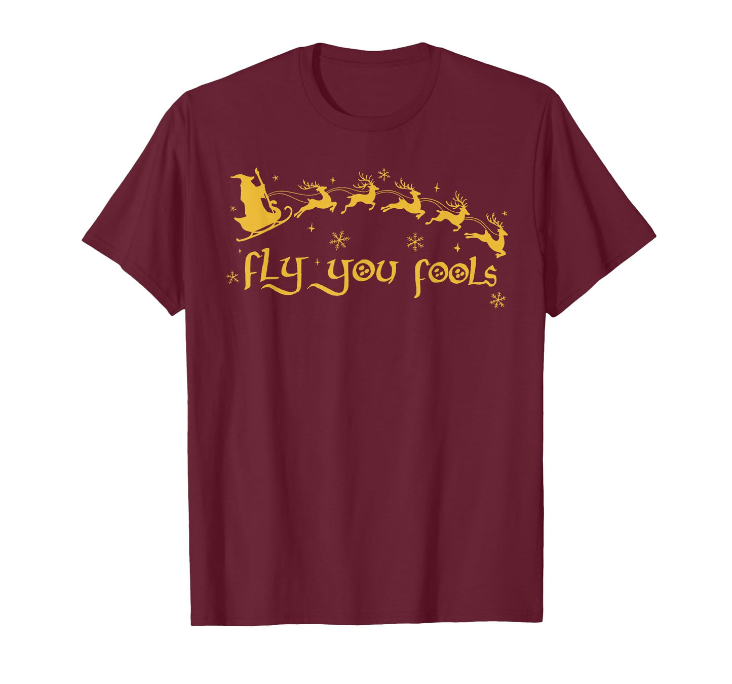 Funny Fly You Fools Christmas Santa Sleigh Reindeer Retro T-Shirt