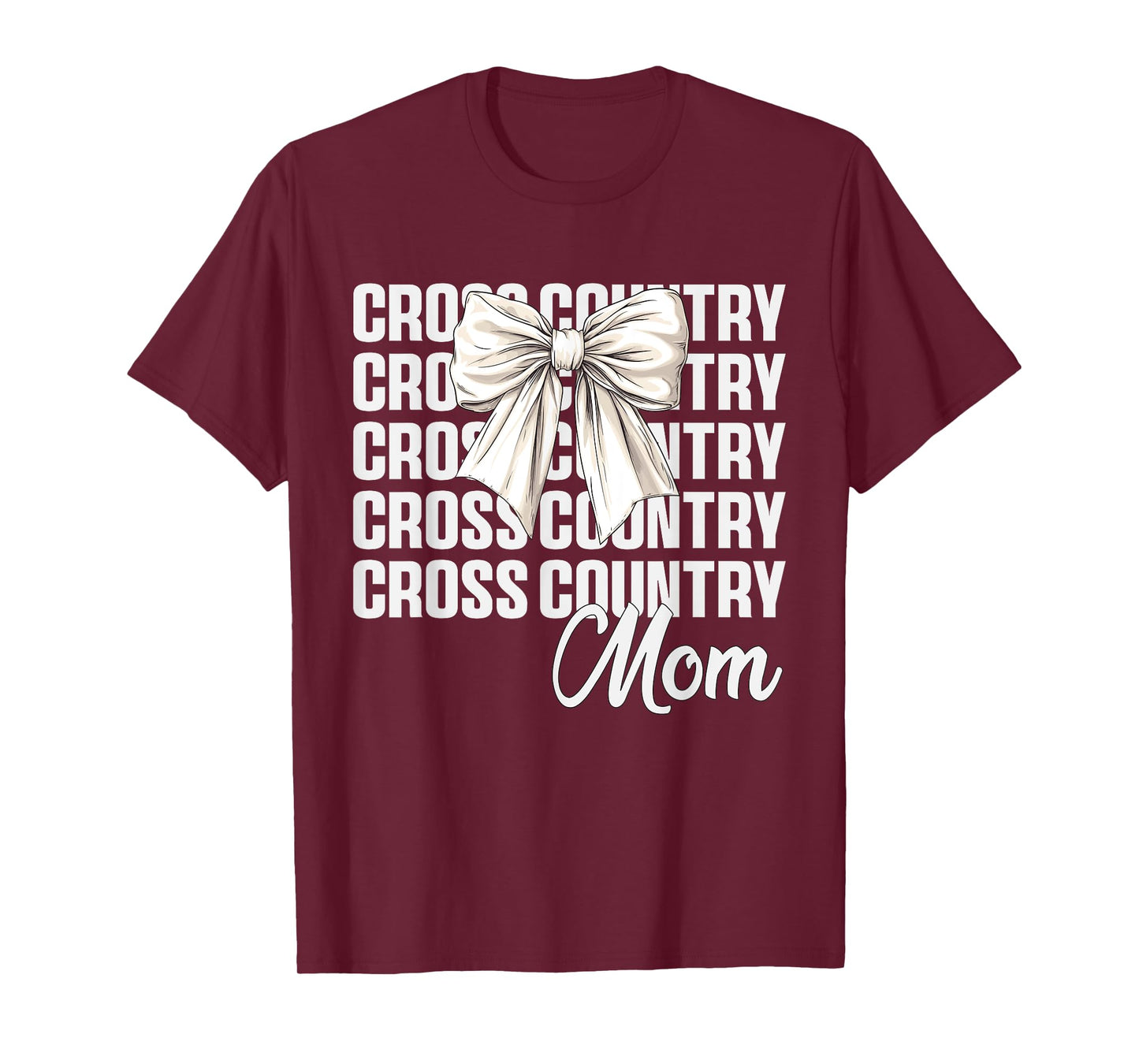 Cross Country Mom Coquette Bow Cute XC Lovers Mothers Day T-Shirt