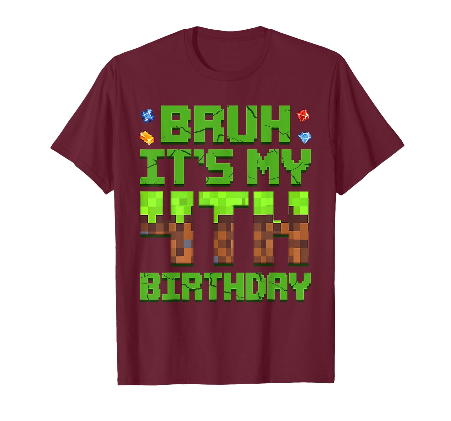 Boy Kids Bruh It's My 4th Birthday Birthday Boy Game Pixel T-Shirt