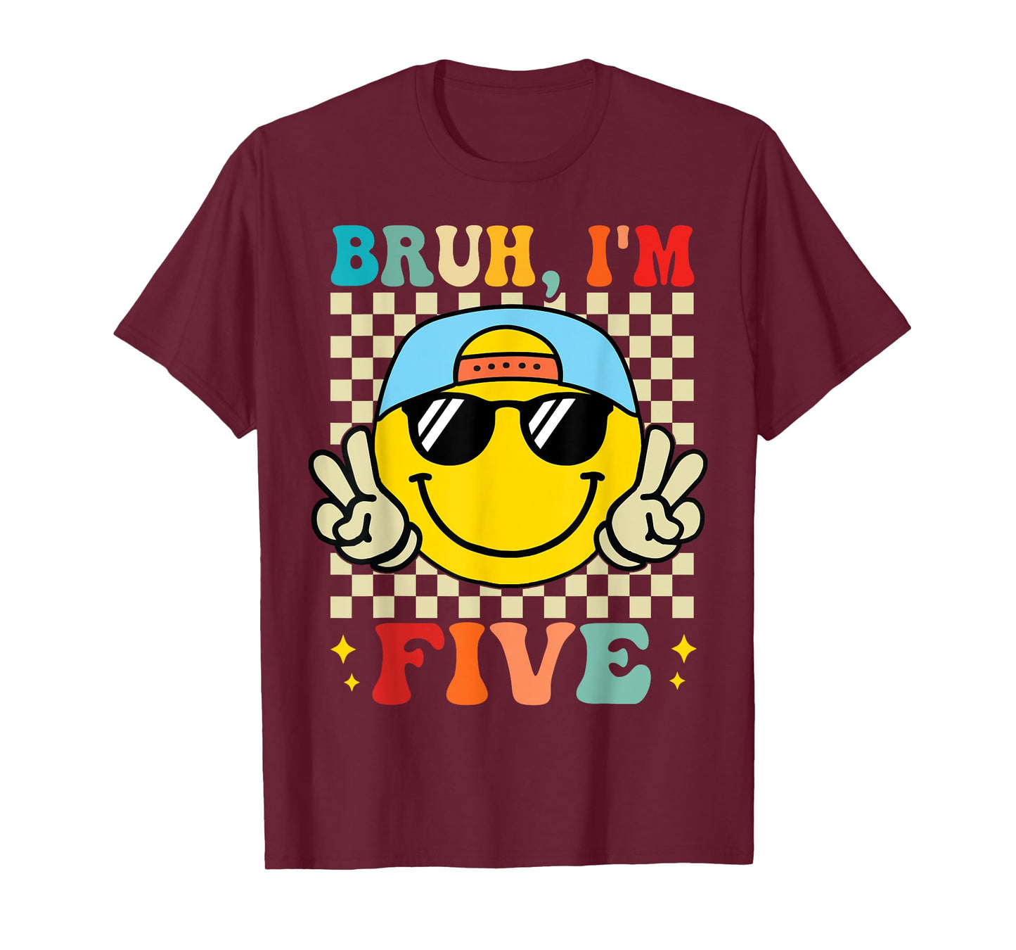 Bruh I'm Five 5 5th Birthday Groovy Boys Girls 5 Years Old T-Shirt