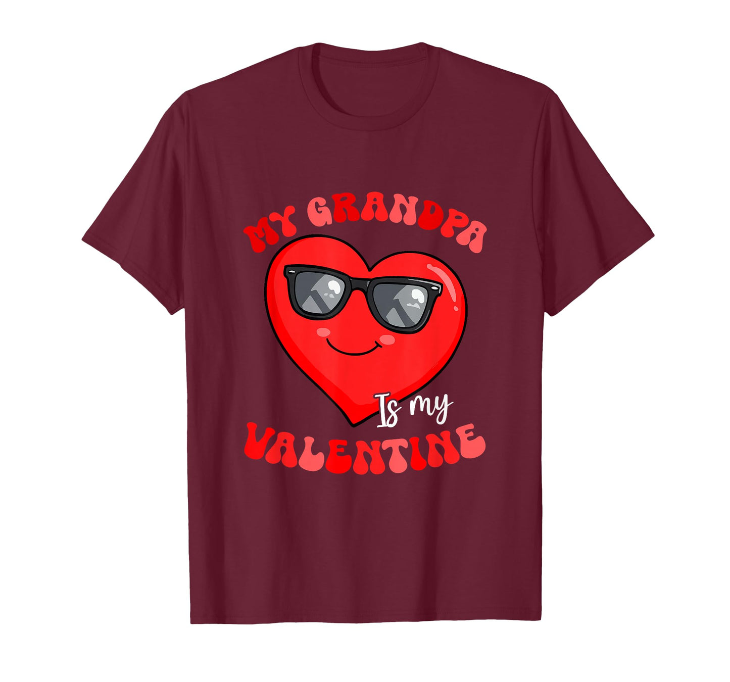 Grandpa is My Valentine Heart Sunglasses Girls Proud Family T-Shirt