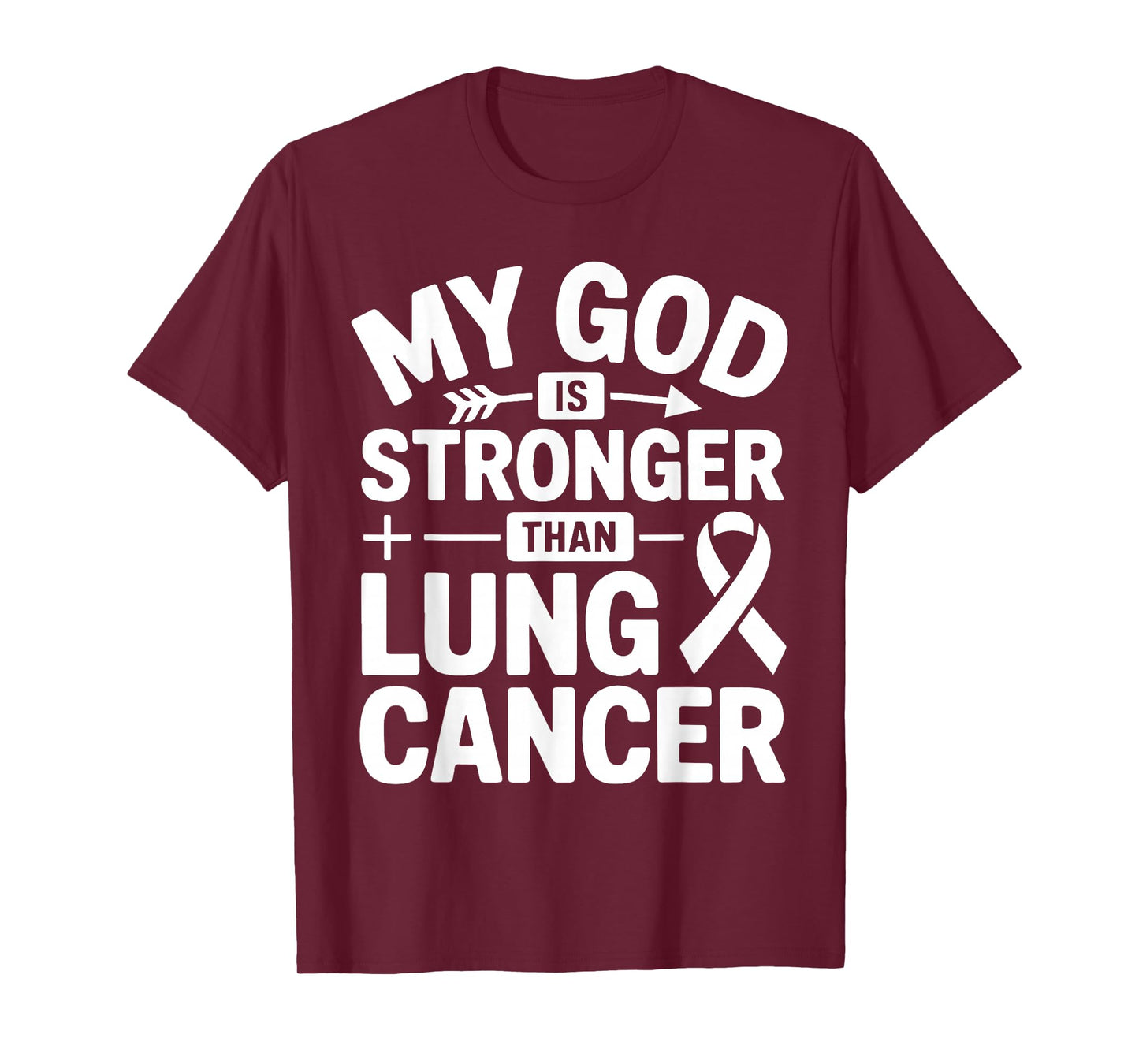 Lung Cancer Support God's Strength White Ribbon Awareness T-Shirt