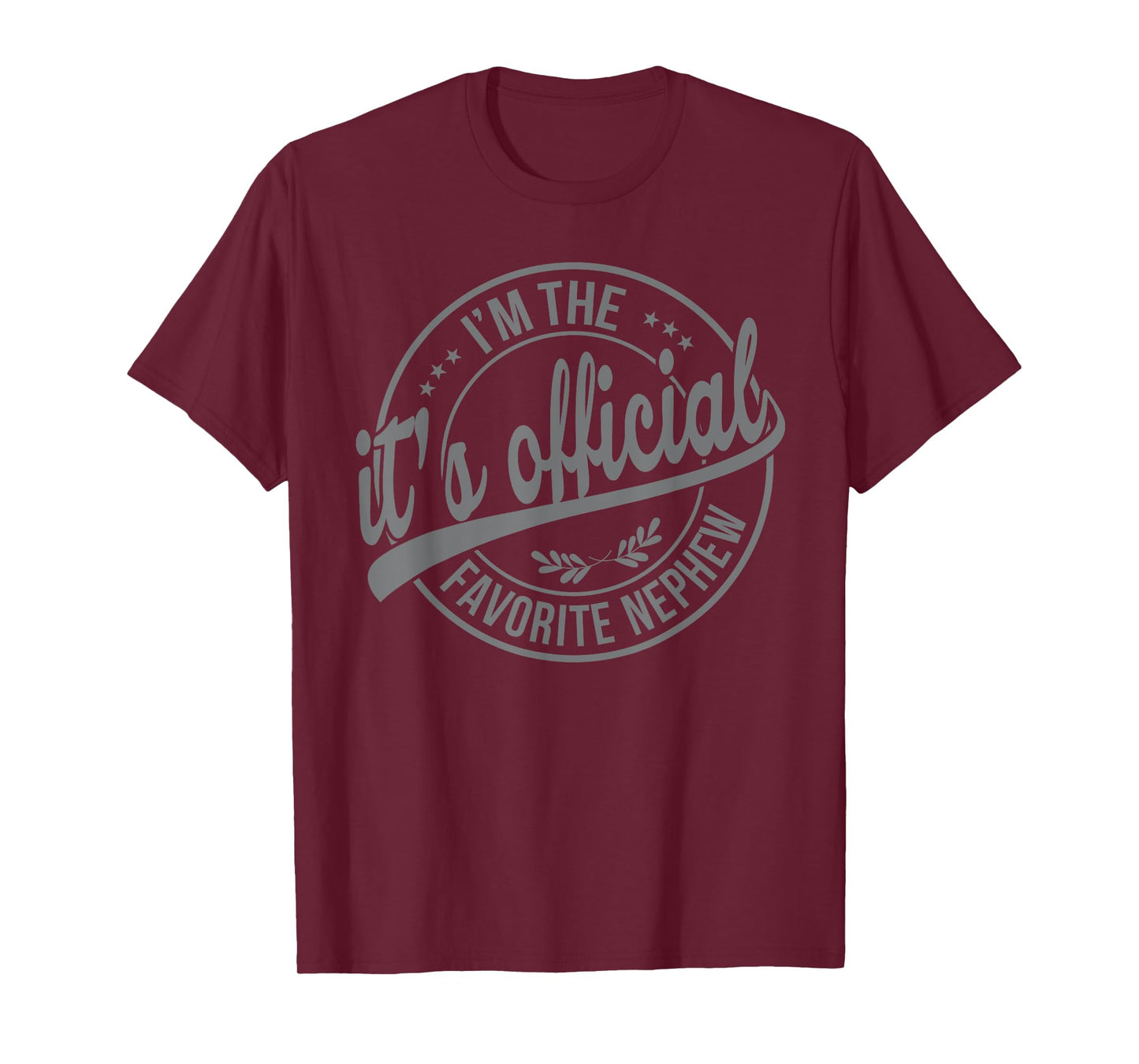 Its Official I'm The Favorite Nephew Black T-Shirt, Men's, Unisex, Small, Short Sleeve, Modern Classic, Letter Print, Crew Neck