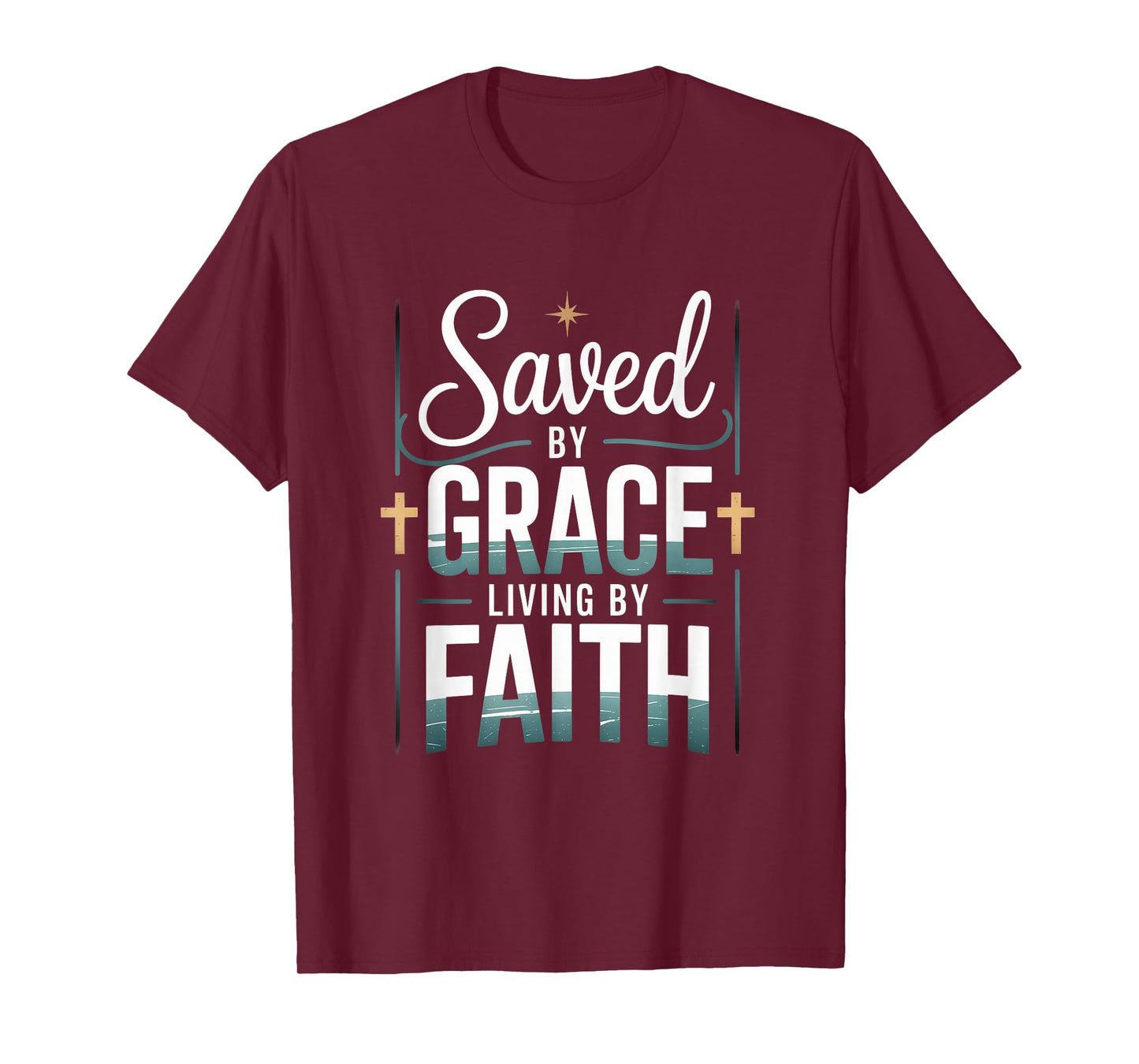 Saved by Grace Living by Faith Christian Streetwear T-Shirt