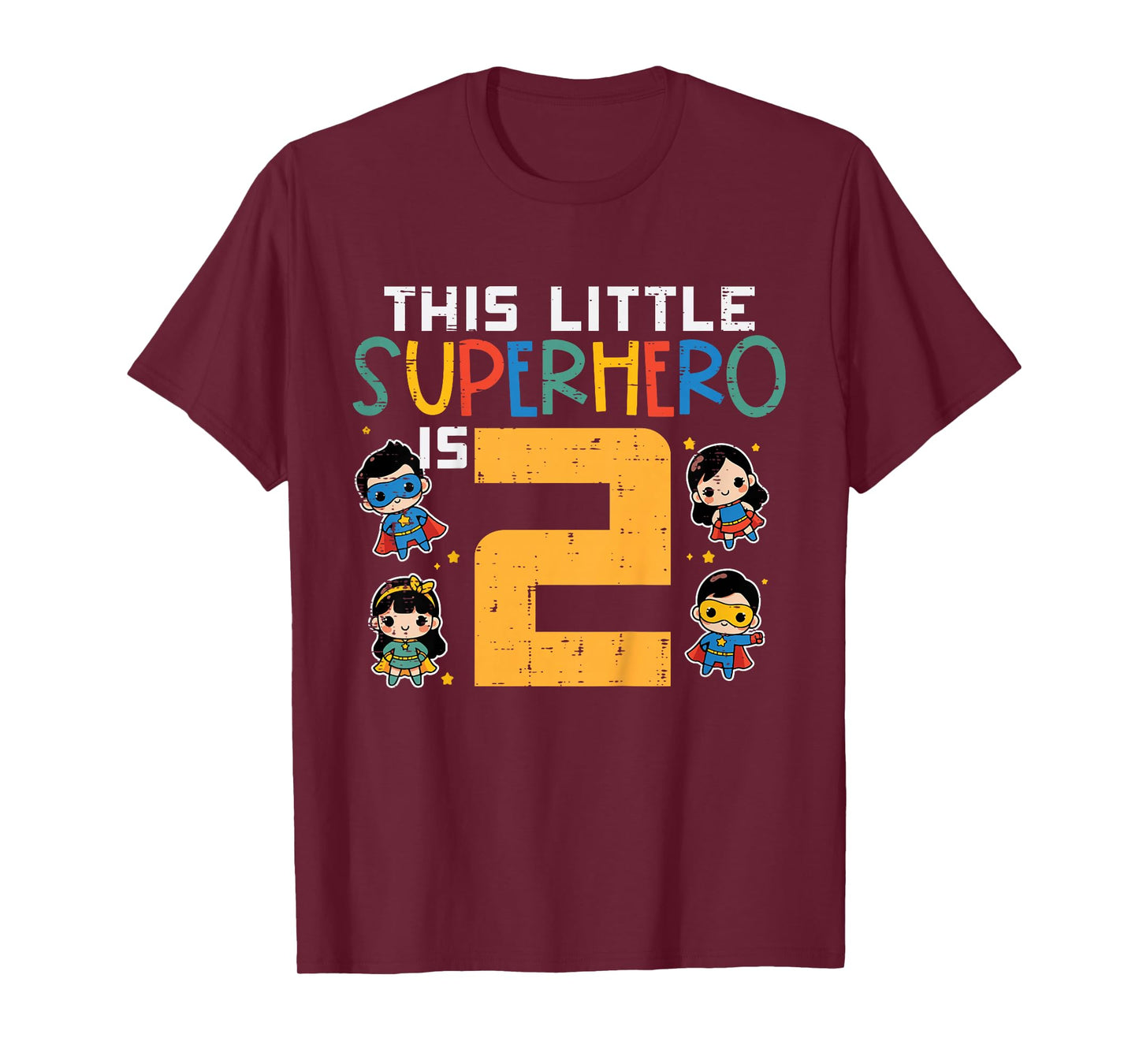 This Little Superhero Is 2 2nd Birthday Hero Bday Boys Girls T-Shirt