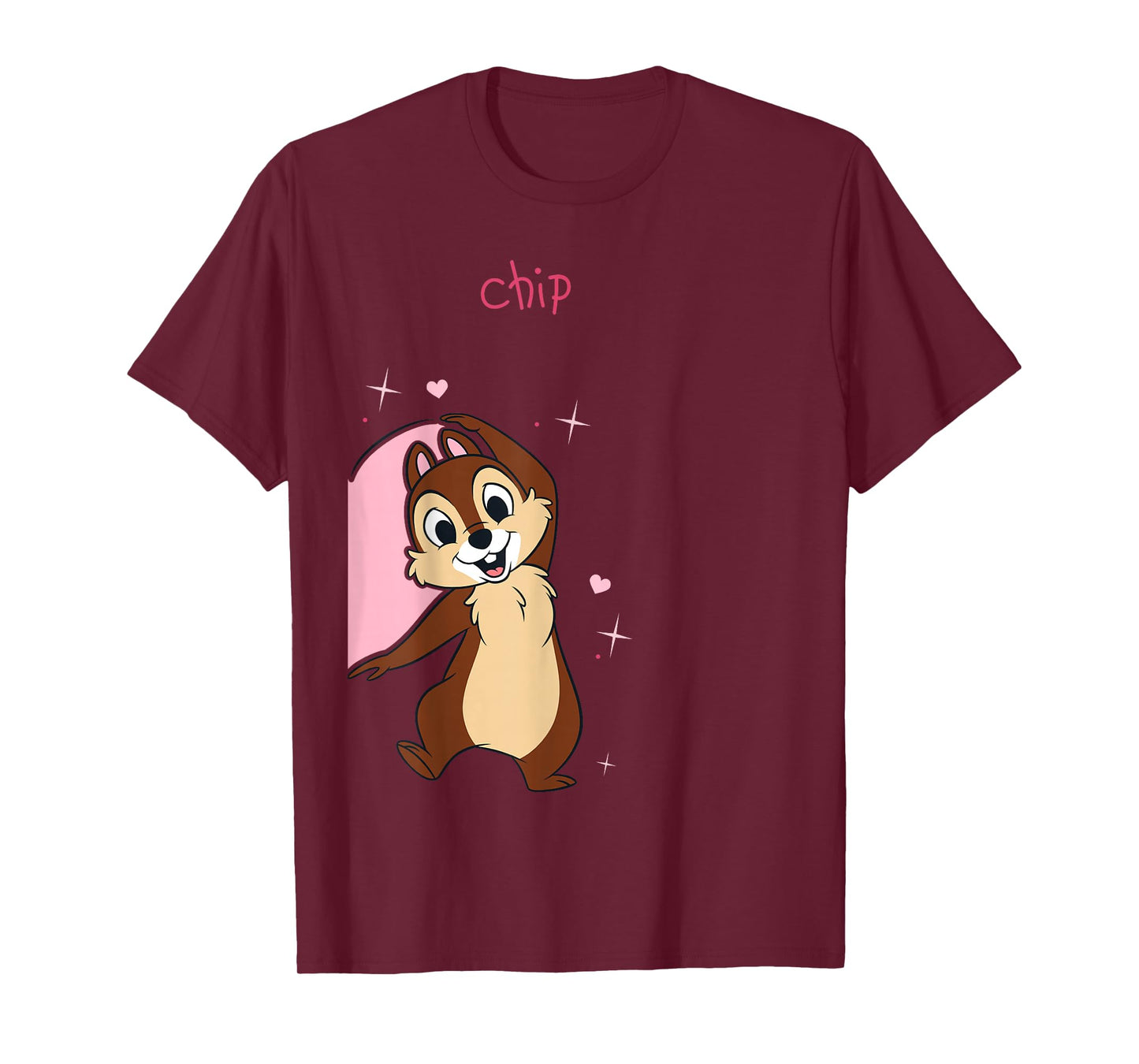 Disney Chip 'n Dale Rescue Rangers Chip Half Big Pink Hearth T-Shirt
