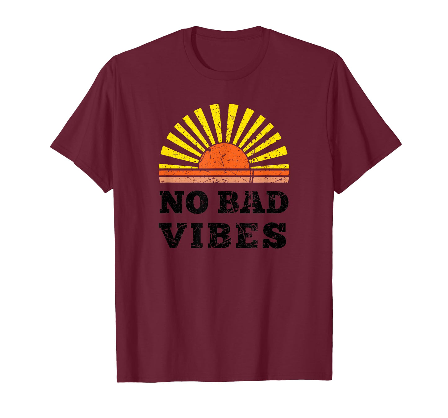 No Bad Vibes Summer Retro Sunset Think Positive Wellbeing Men Women Girls Kids T-Shirt