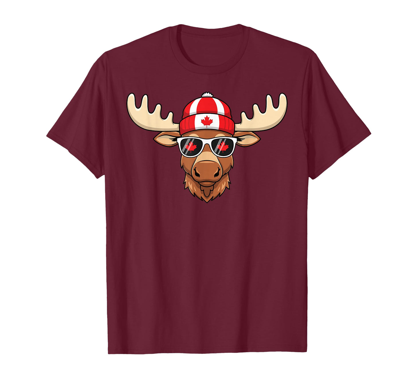 Canada Day Canadian Flag Maple Leaf Moose Sunglasses T-Shirt