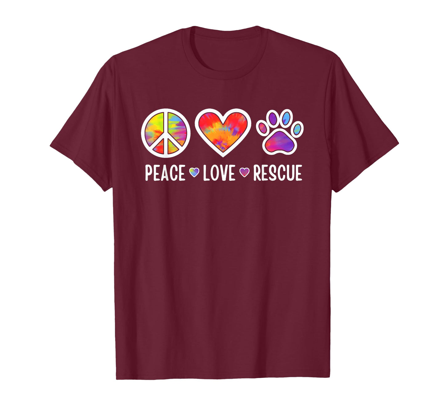 Peace Love Rescue Dogs Puppy Cute Paw Dog Lover Tie Dye T-Shirt