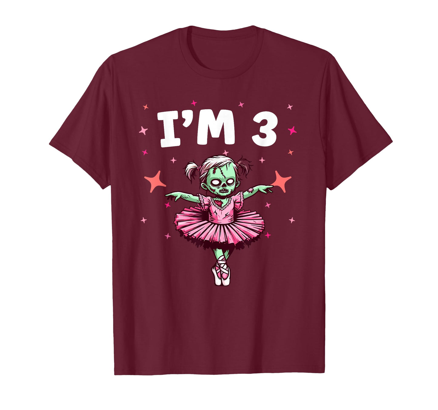 Ballerina Zombie Birthday 3rd Birthday Party I'm 3 T-Shirt