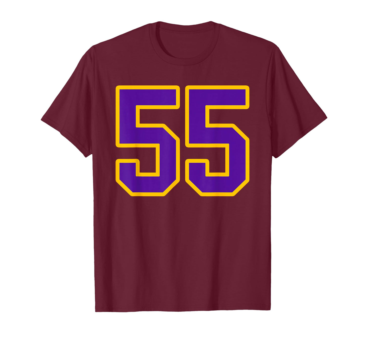 Purple and Gold Number 55 Jersey Player Uniform #55 Fan T-Shirt