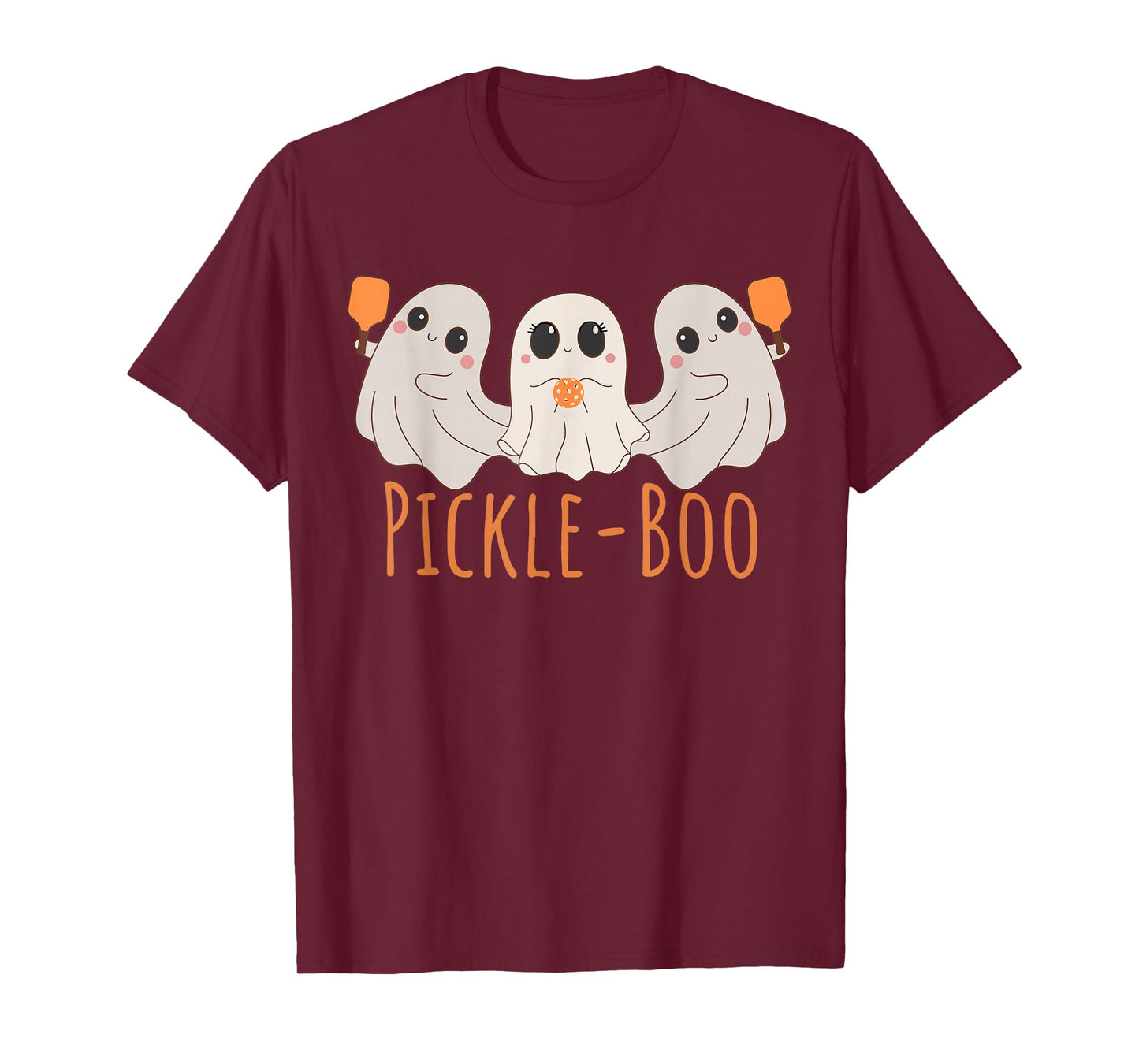 Fun Pickle-boo Ghost Playing Pickleball Halloween Paddleball T-Shirt