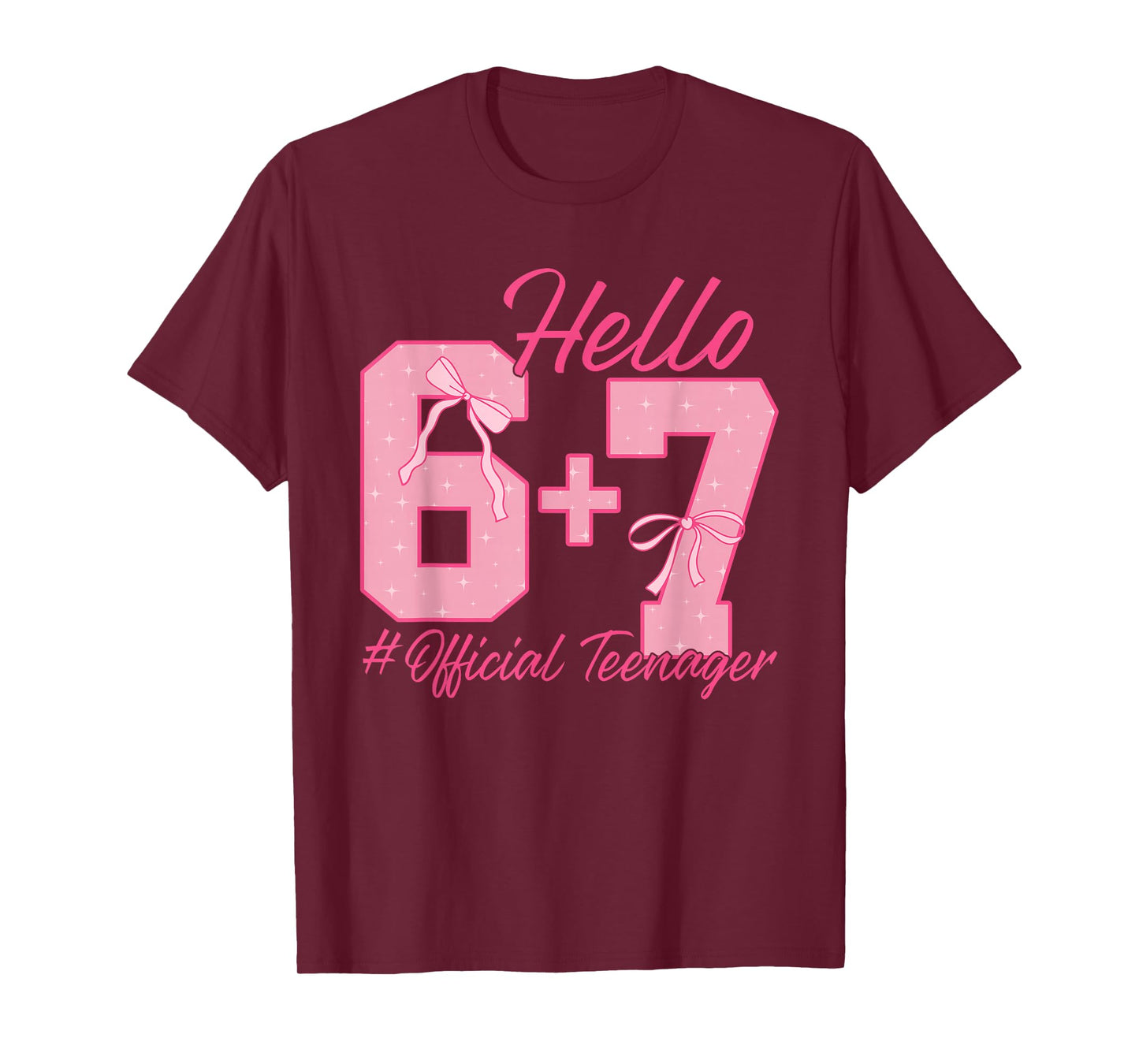 13th Birthday Official Teenager Six Seven Coquette Bow 6 7 T-Shirt
