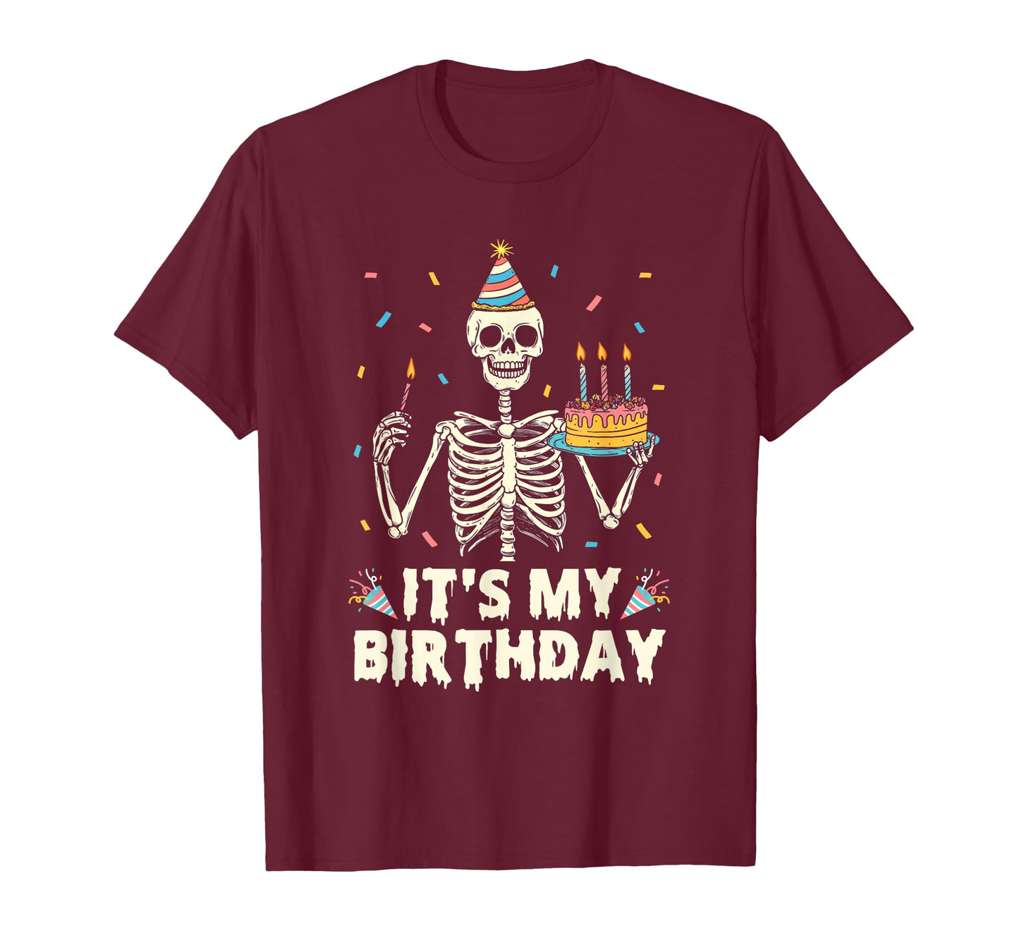 Skeleton It's My Birthday Party Happy Halloween Birthday T-Shirt
