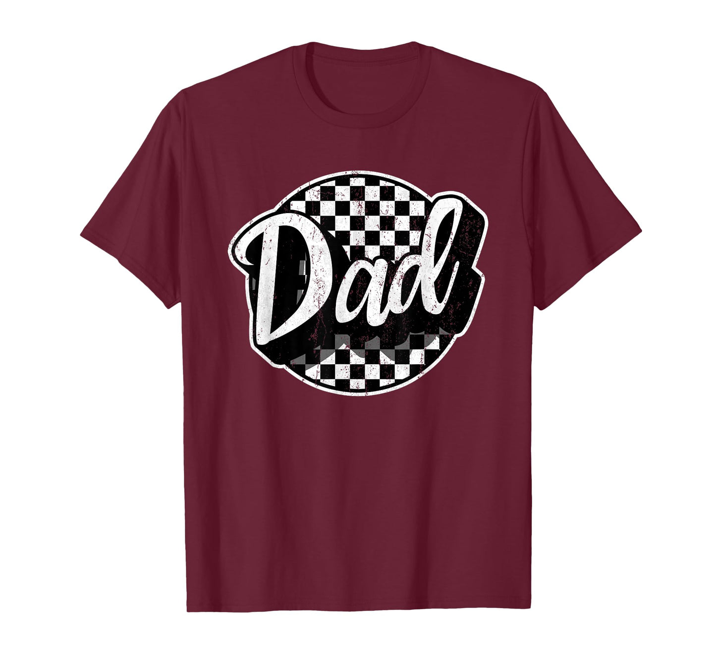 Checkered Dad Black White Funny Race Dad Father's Day T-Shirt