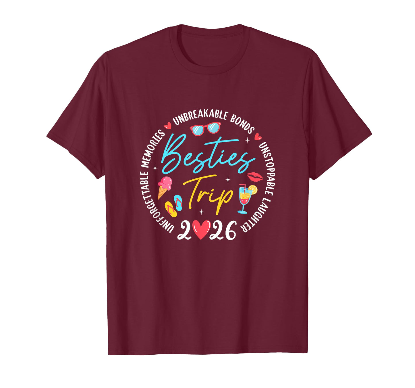Besties Trip 2026 Memories Girls Friends Trip Vacation Retro T-Shirt
