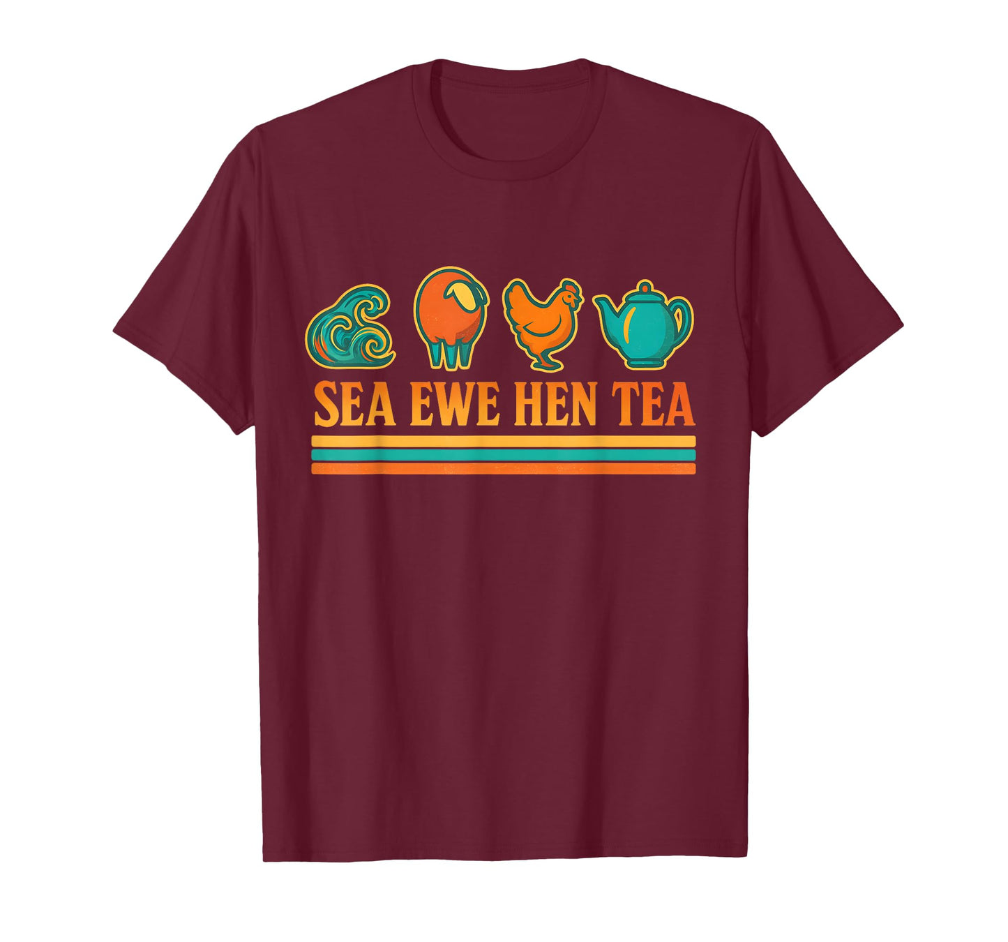 Sea Ewe Hen Tea Funny Pun Saying Retro Style T-Shirt