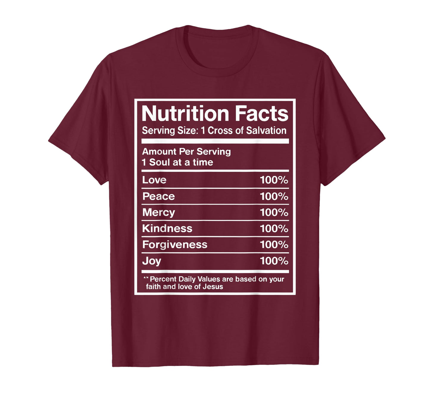 Christian Jesus Nutrition Facts T-Shirt