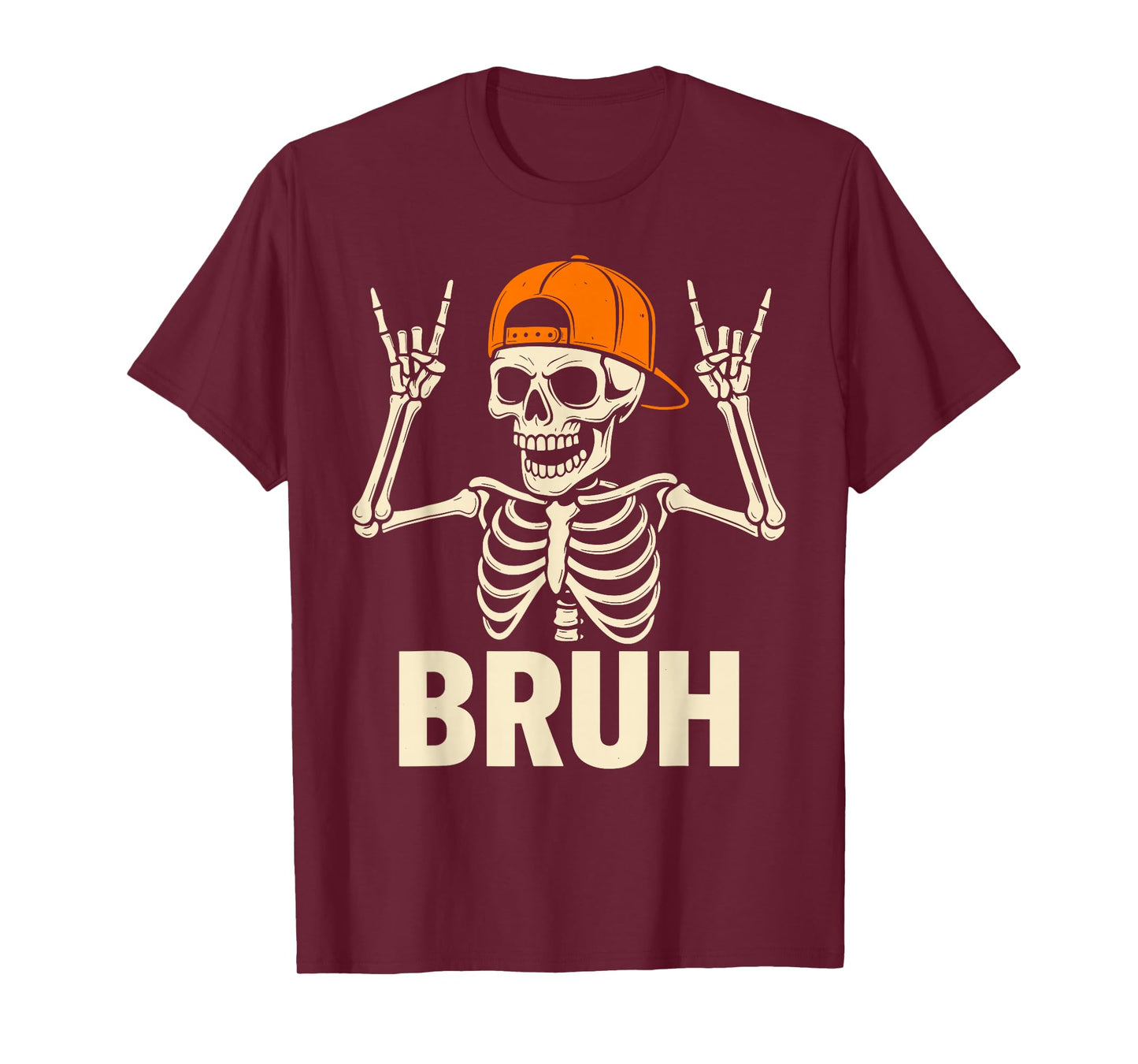 Cool Bruh Skeleton Rock On Halloween Men Boys Kids T-Shirt