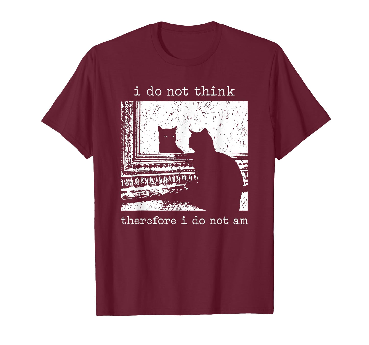 Vintage I Do Not Think Therefore I Do Not Am Black Cat Meme T-Shirt