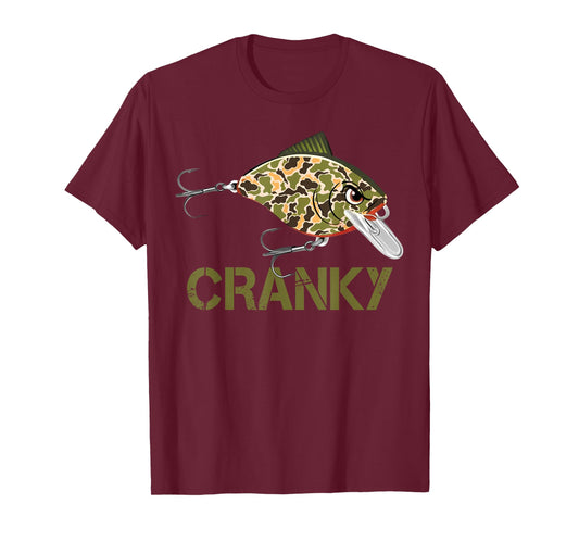 Cranky Camo Crankbait Fish Lure Angler Funny Father's Day T-Shirt