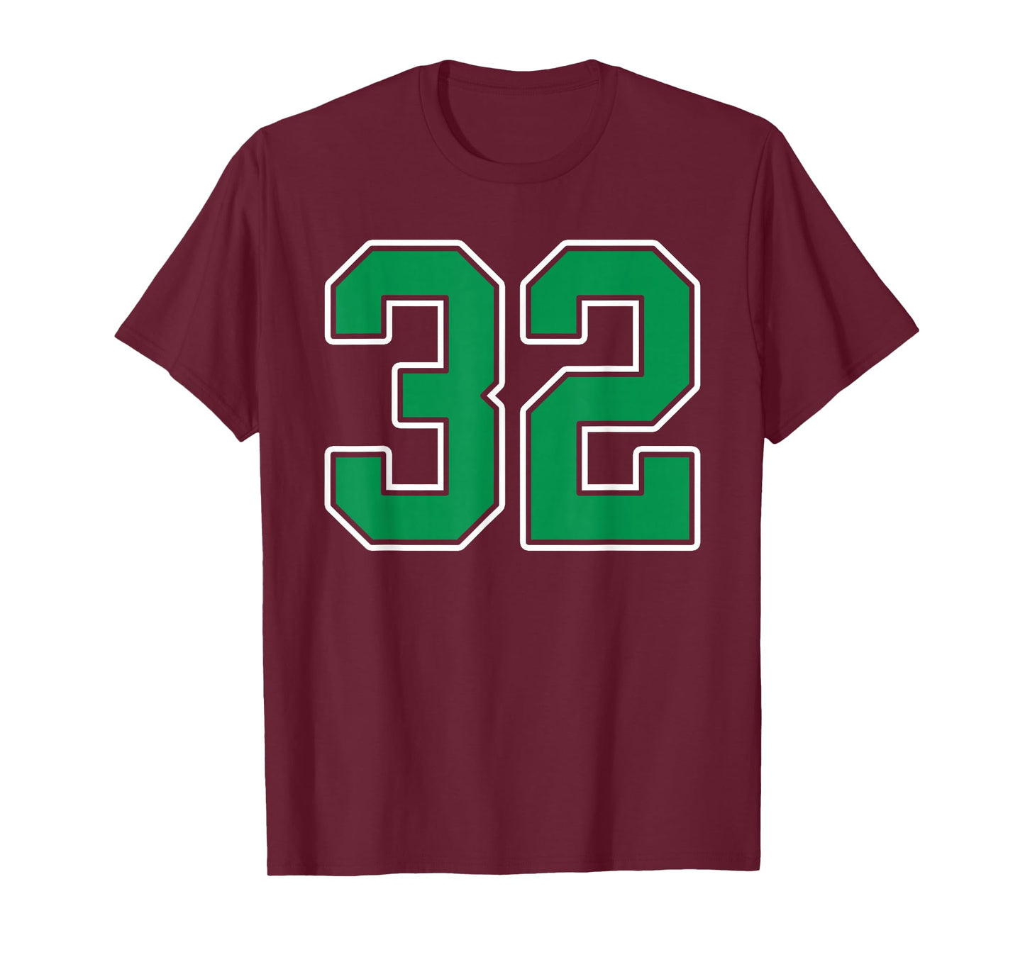 Kelly Green White Number 32 Jersey Player Uniform #32 T-Shirt