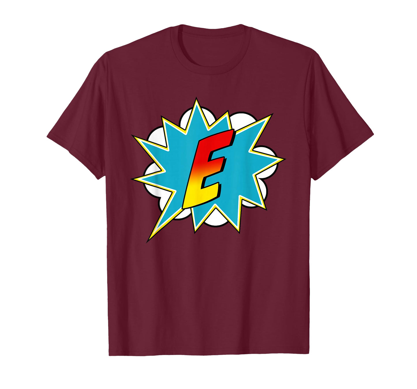 Letter E Superhero Name Comic Letter Retro Costume T-Shirt