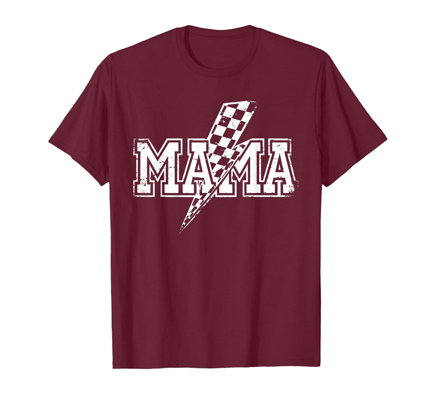 Mama Lightning Bolt Checkered Varsity Mom Women Mother's Day T-Shirt