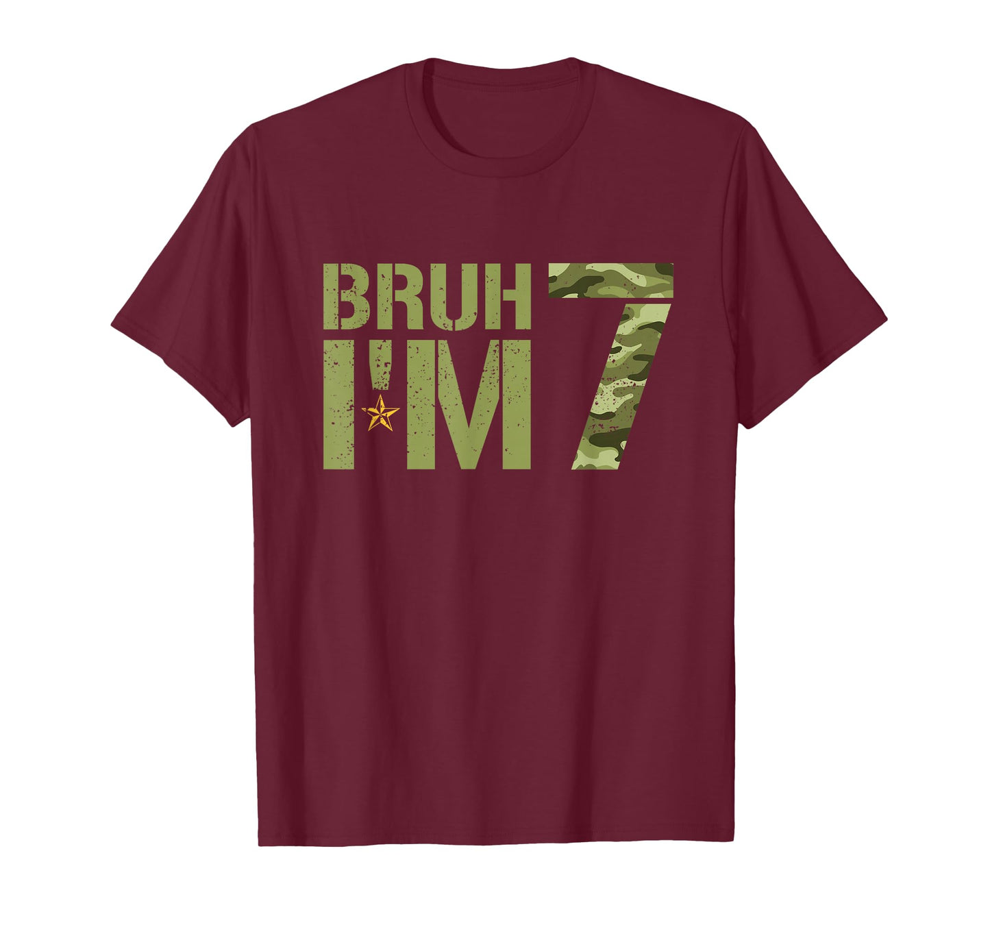 Bruh It's My 7th Birthday I'm 7 Birthday Retro Camo T-Shirt