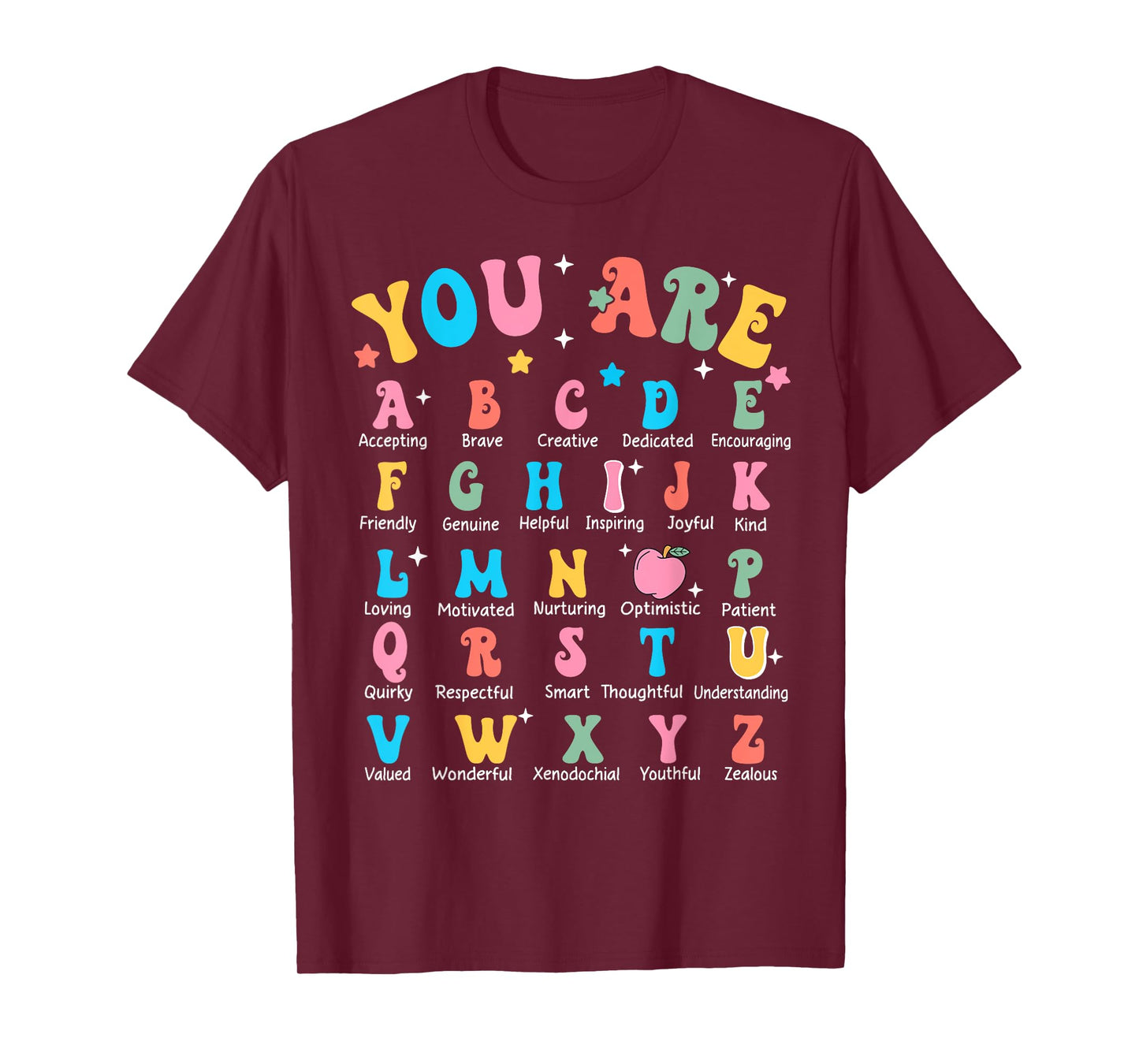 Alphabet Kindergarten Elementary School Teachers Students T-Shirt