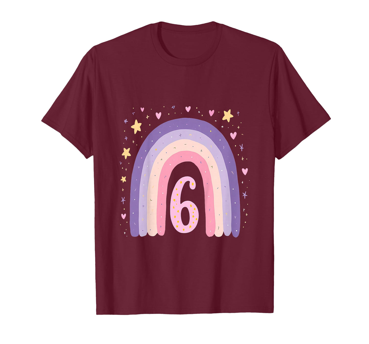 Cute Pastel Rainbow 6th Birthday Girl Kids Party T-Shirt