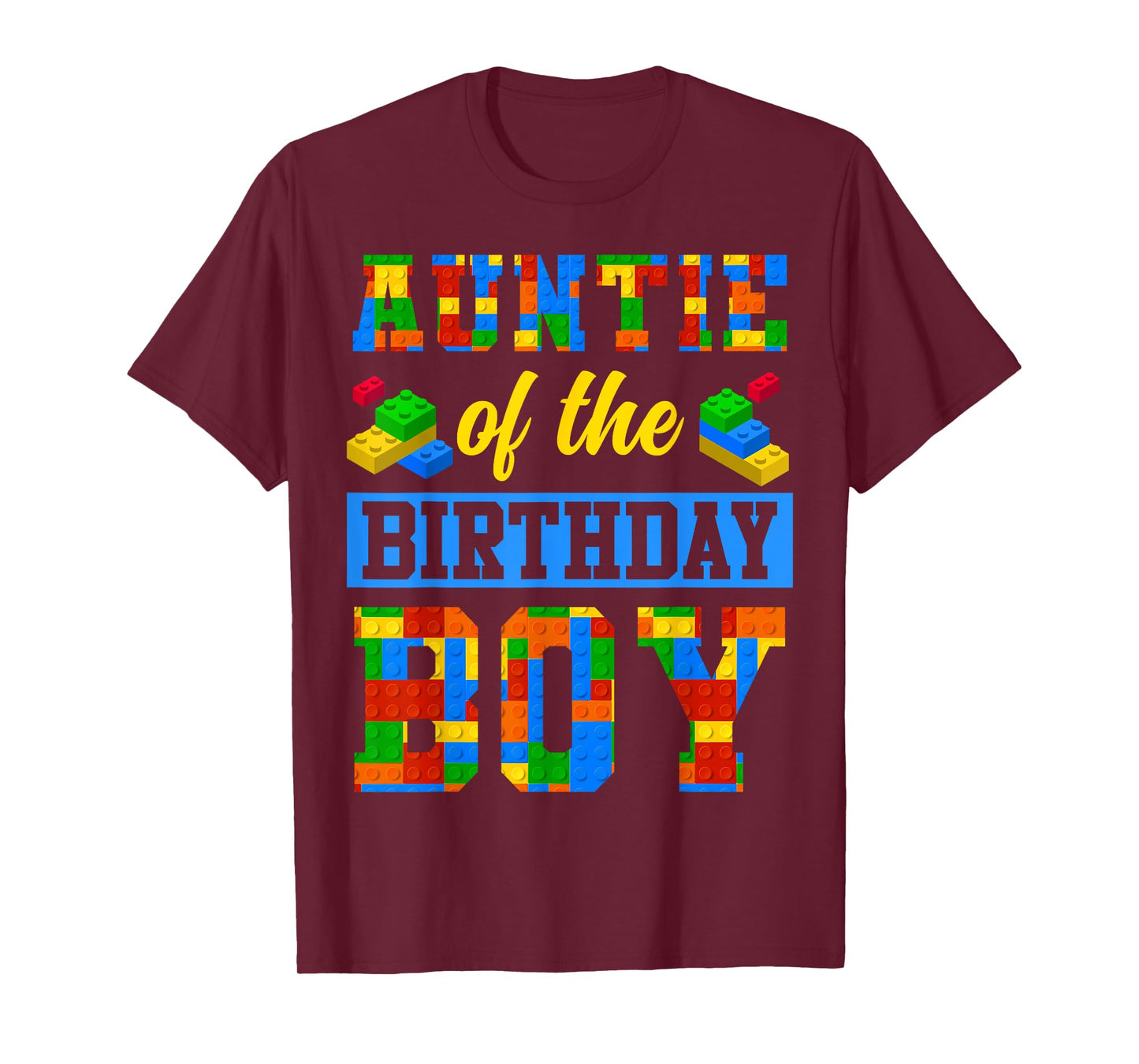 Auntie Of The Birthday Boy Building Block Bday Party T-Shirt