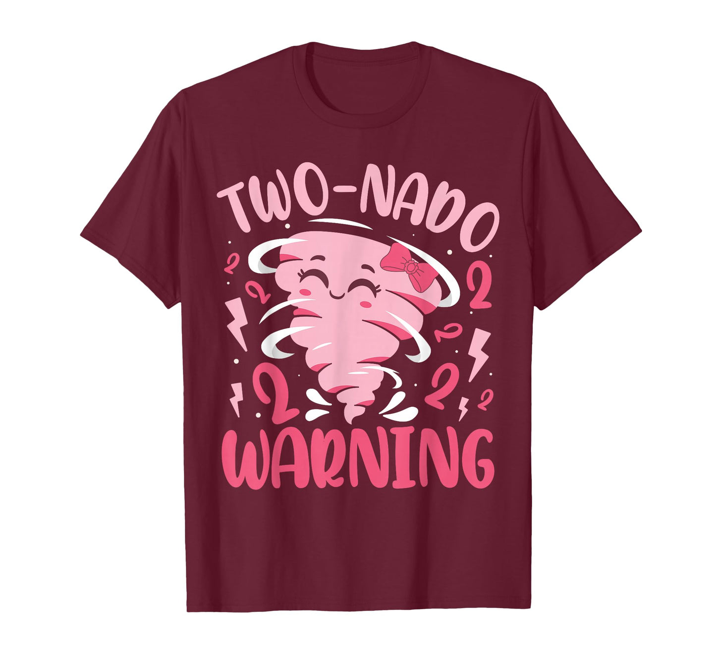 Kids Two-nado Warning 2nd Birthday Pink Tornado Birthday T-Shirt