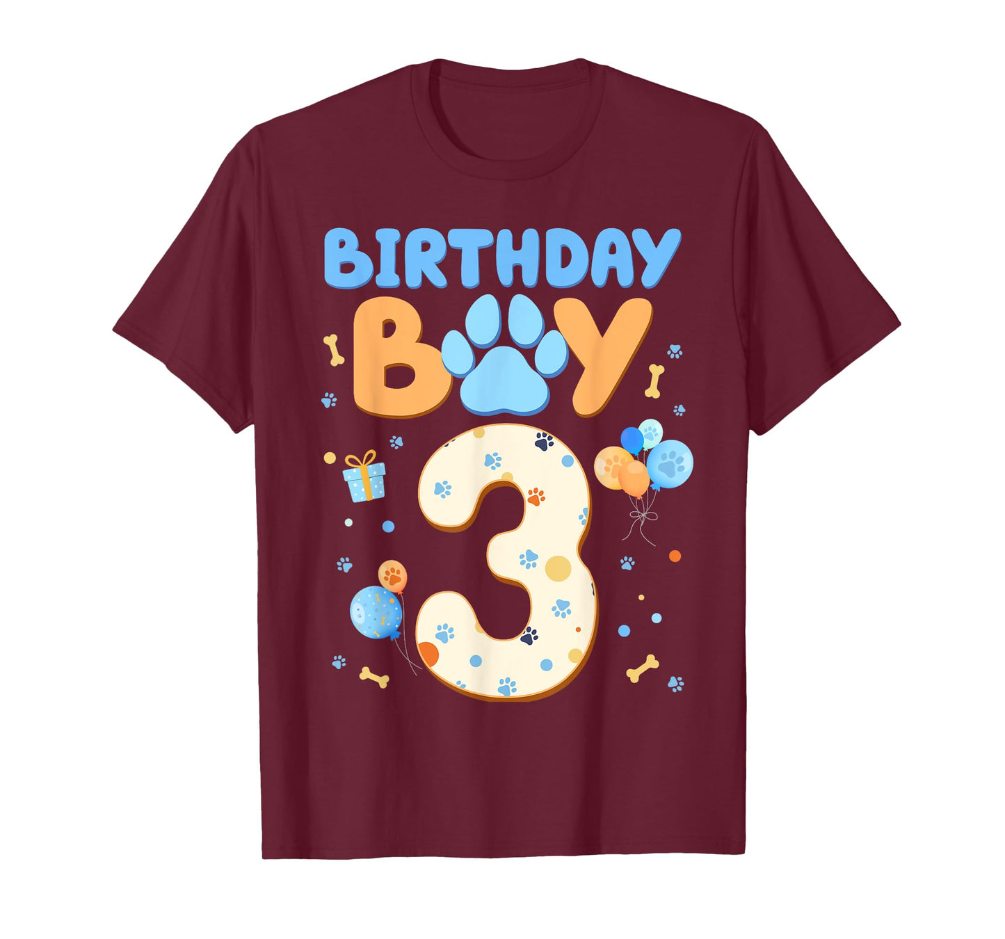 3nd Birthday Boy Blue Dog Theme Party two Cool 3 Year Old T-Shirt