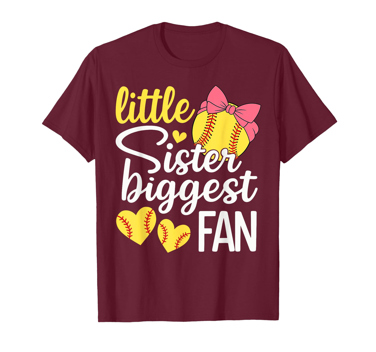 Softball Little Sister Biggest Fan Softball Sister Toddler T-Shirt