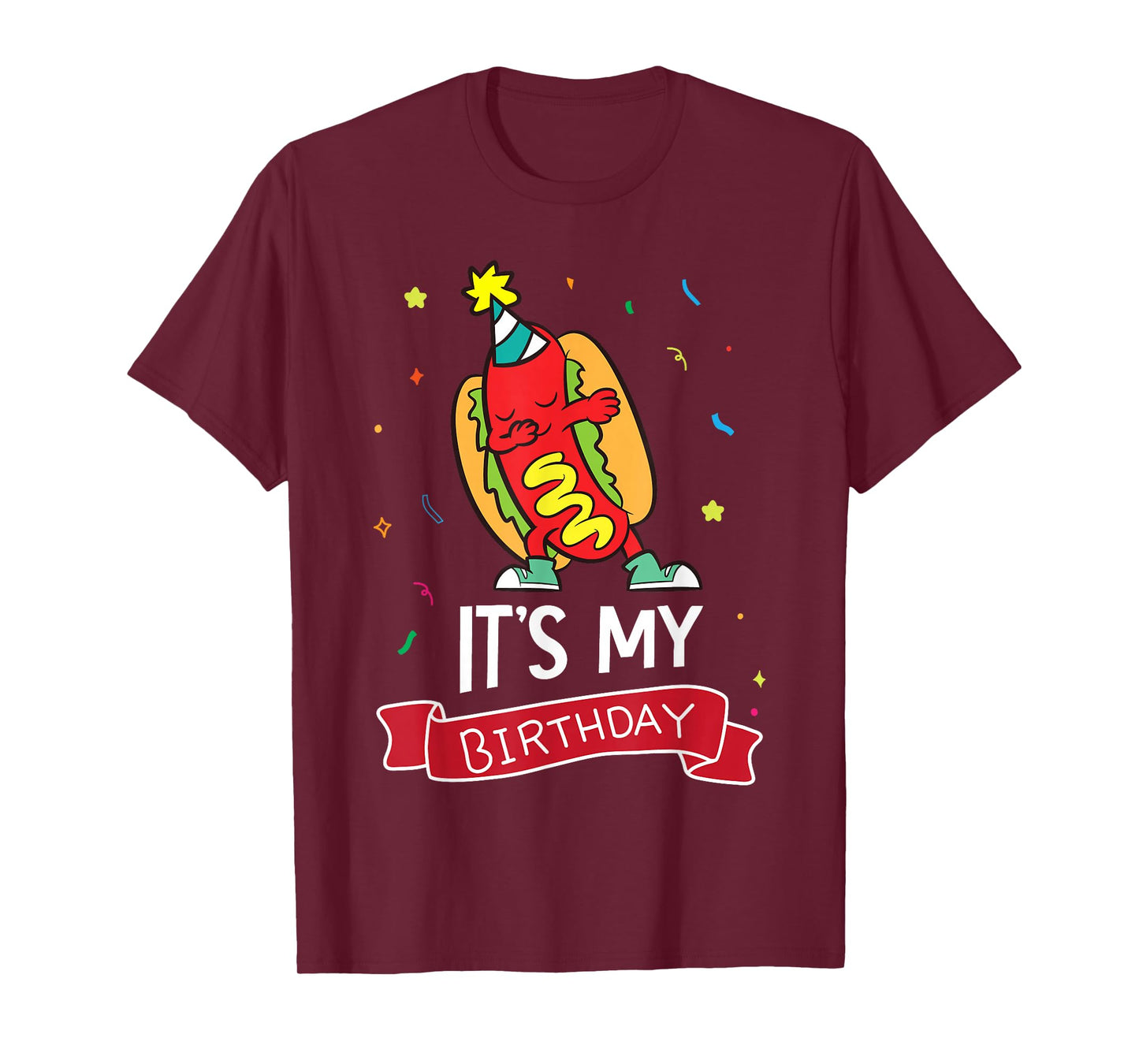 Its My Birthday Funny Hot Dog T-Shirt, Small, Black