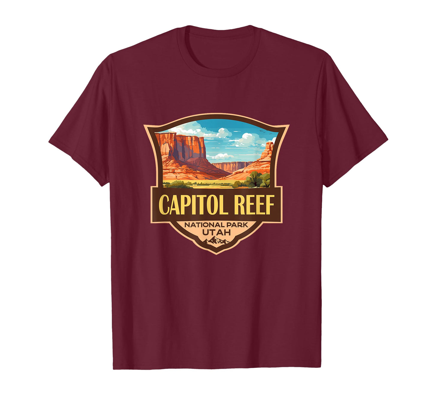 Capitol Reef National Park Illustration Retro Badge T-Shirt