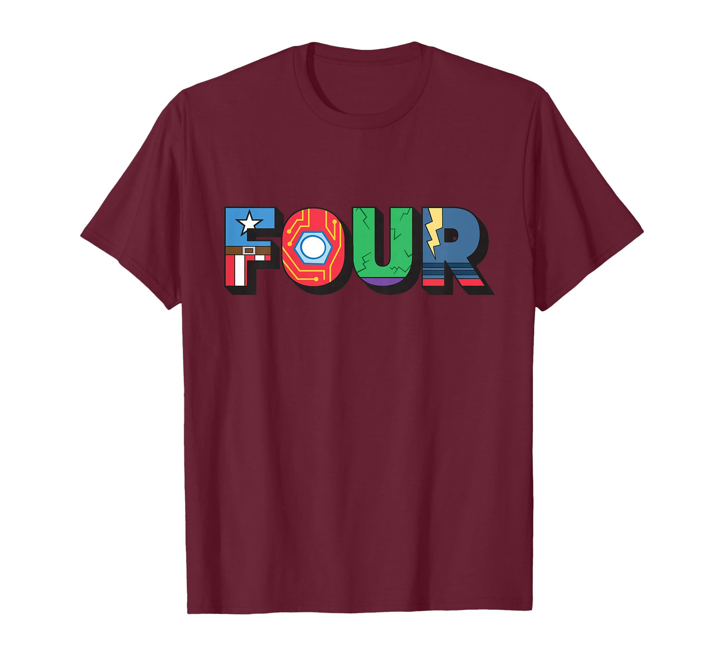 Marvel Super Heroes Avengers Numbers 4 Fourth 4th Birthday T-Shirt