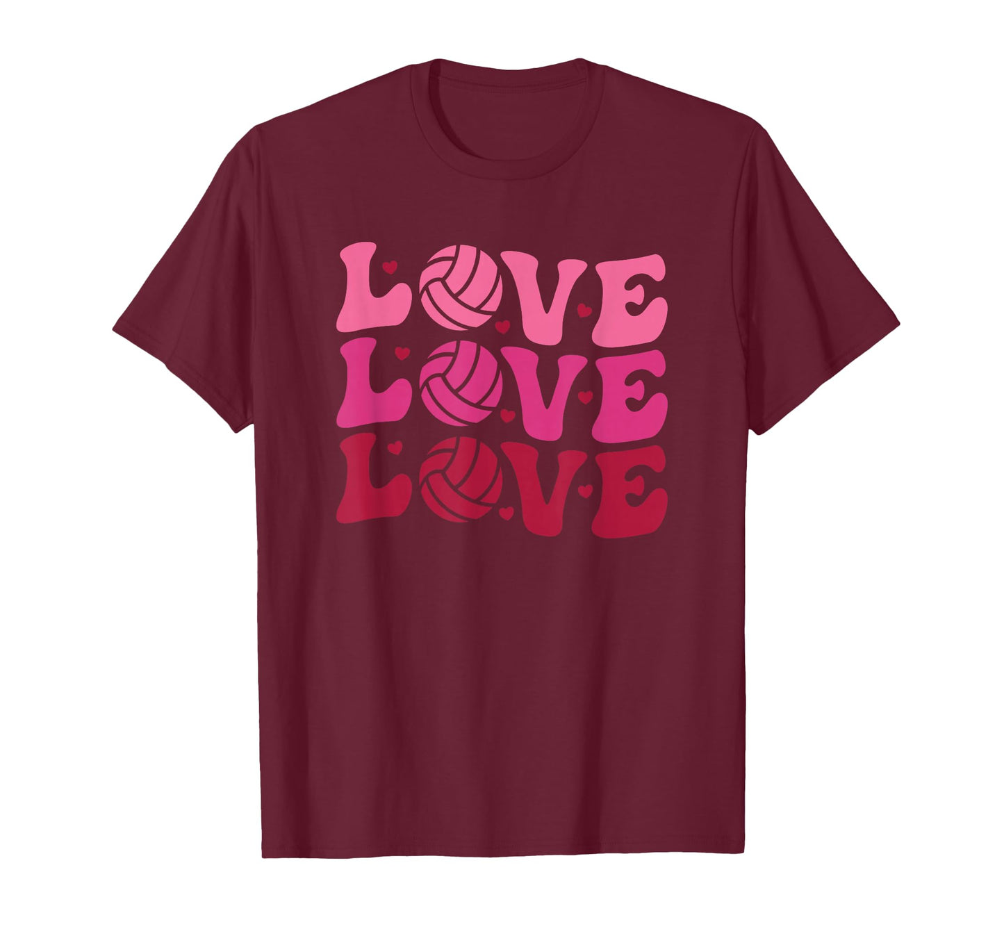 Volleyball Valentine's Day Sports Trendy Retro Cute Hearts T-Shirt