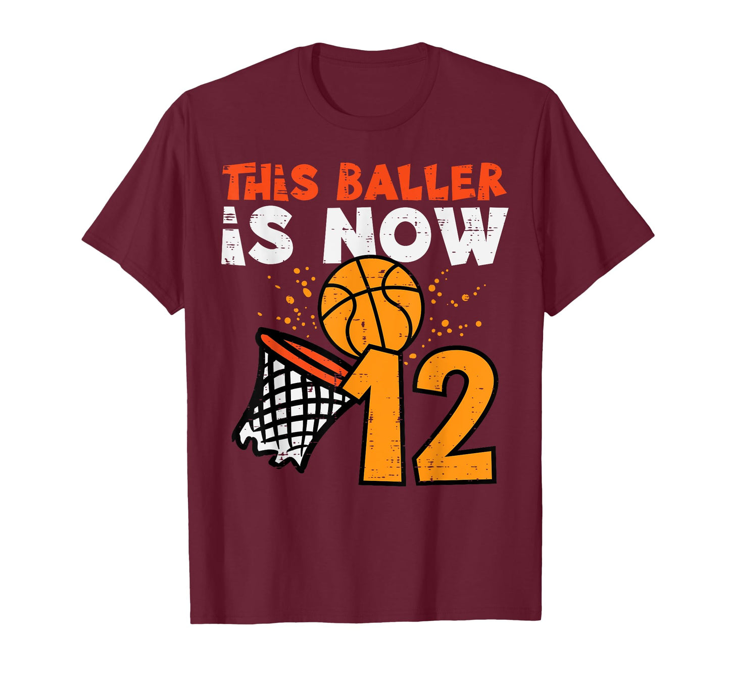 This Baller Is Now 12 Basketball 12th Birthday Bday Boys Kid T-Shirt