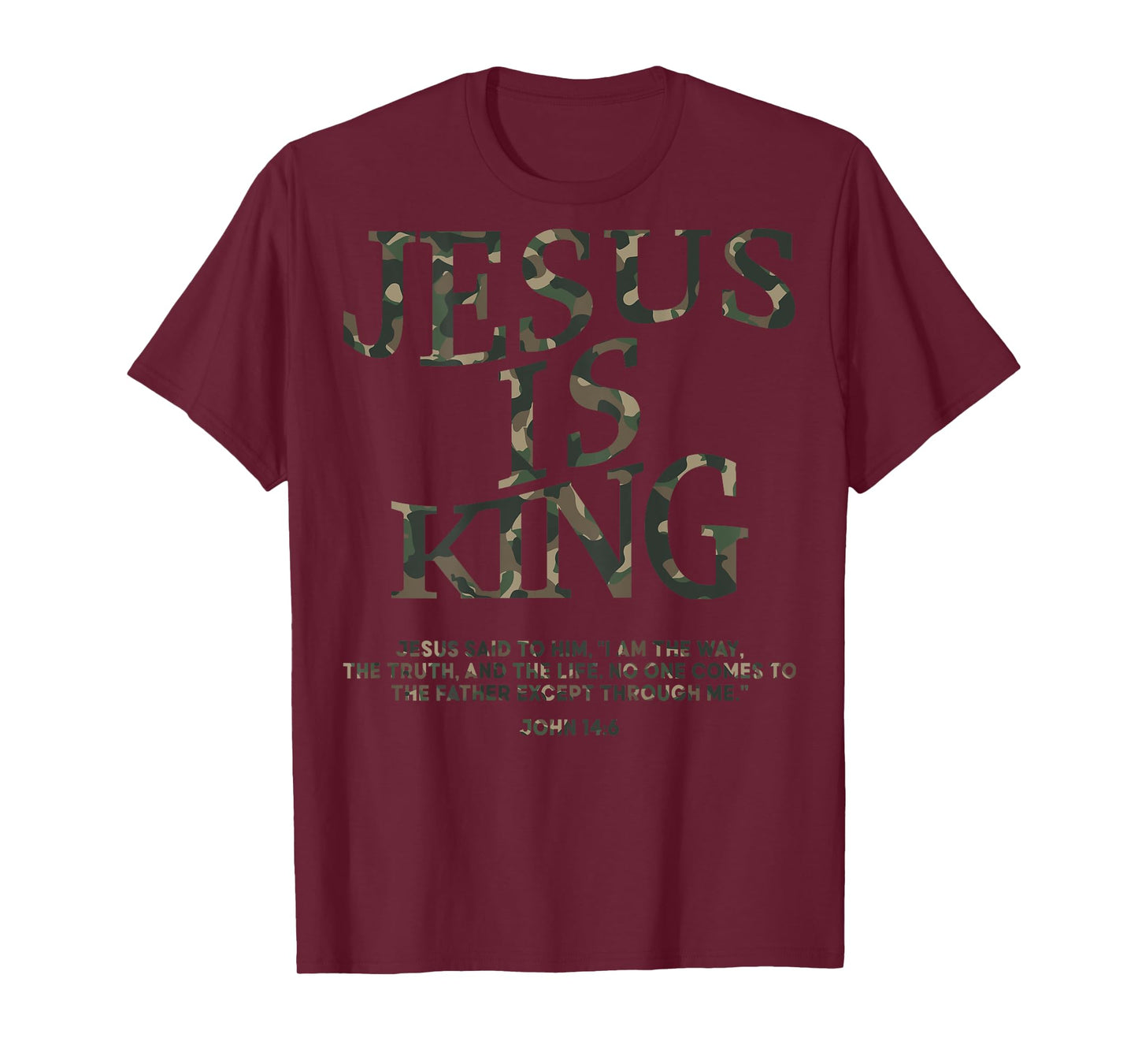 Camo Jesus Is King White Christian Youth Men God Son Brother T-Shirt