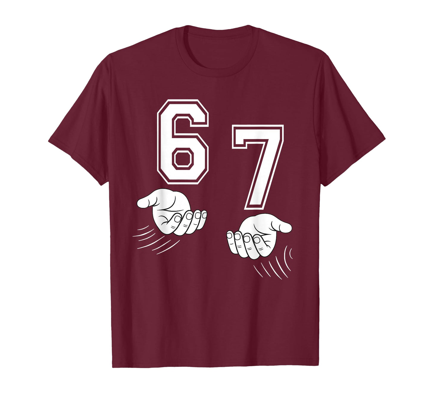 Six Seven 67 Funny 6 7 Hands Meme Teen Boys Kids T-Shirt